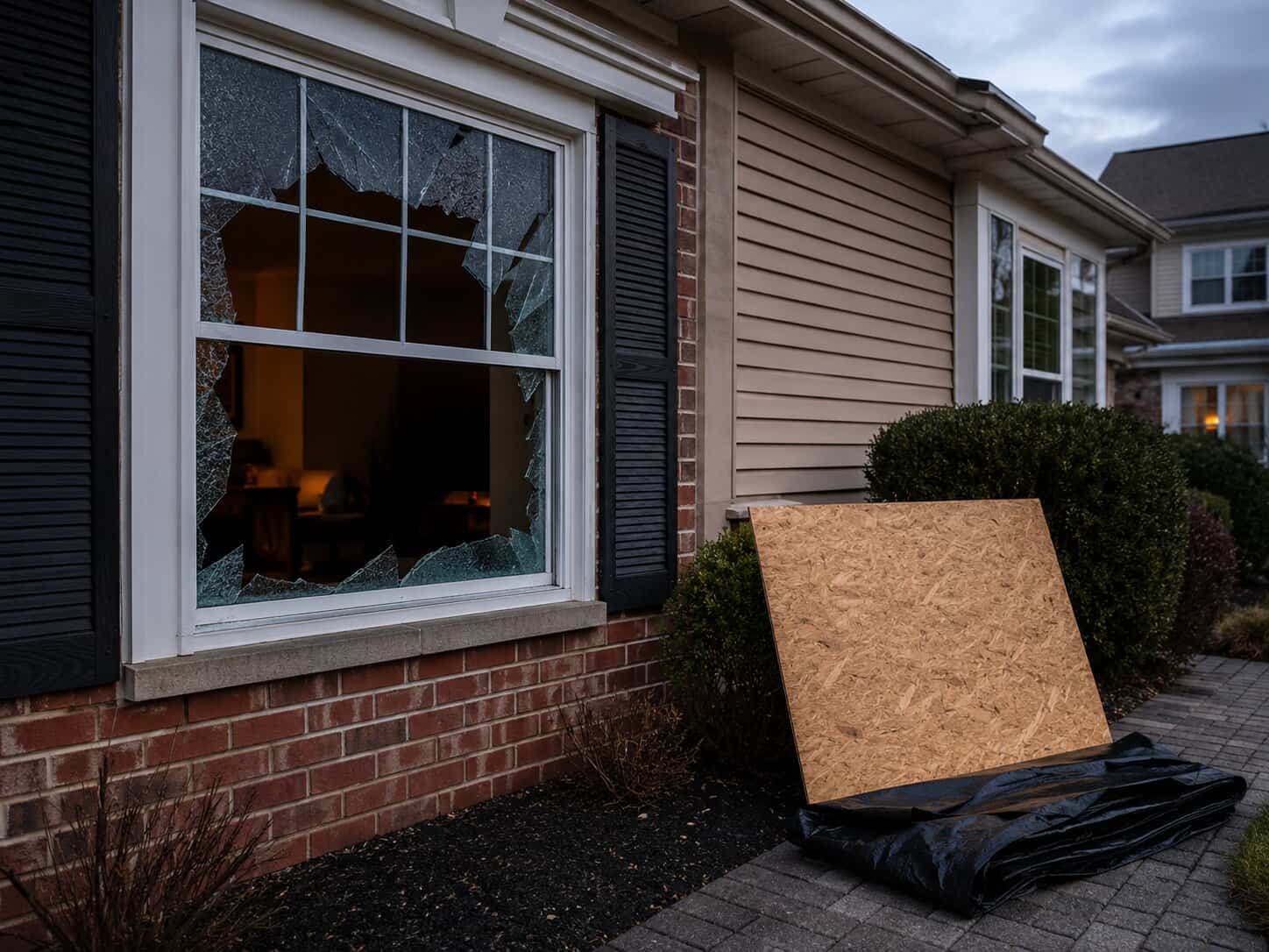 Emergency broken window glass repair for a home in Chantilly, VA