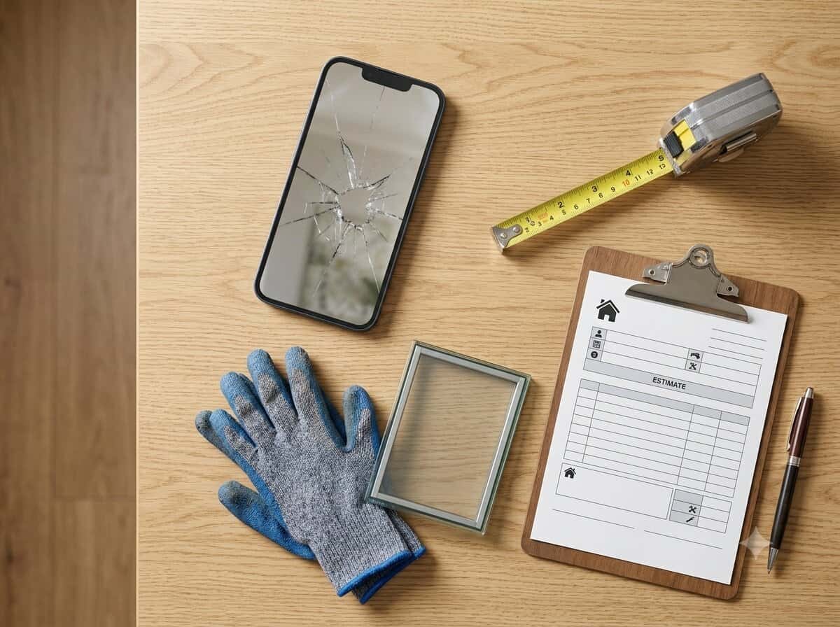 Window glass repair estimate and measurement process in Gainesville, VA