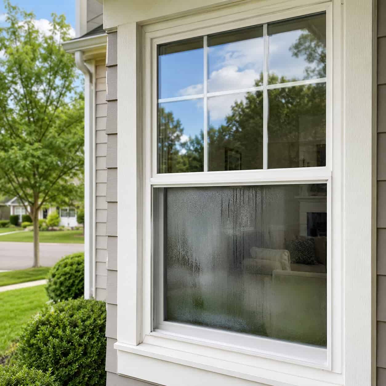 Foggy double-pane residential window glass needing repair in Ashburn, VA