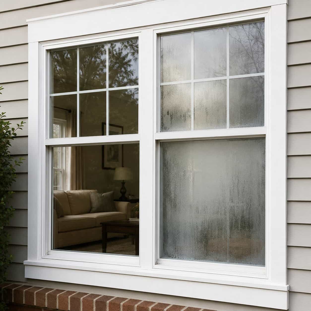 Foggy double-pane residential window glass needing repair in Chantilly, VA