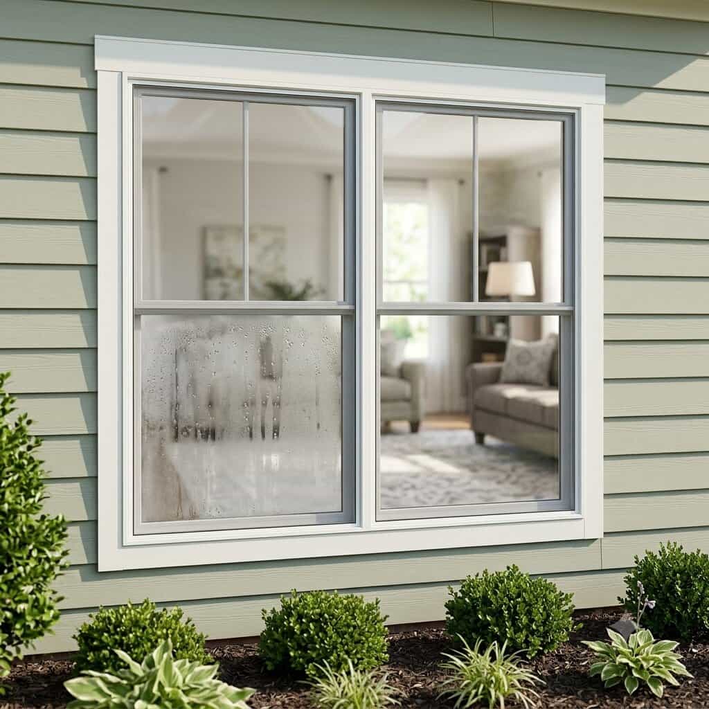 Foggy double-pane window at a home in Gainesville, VA