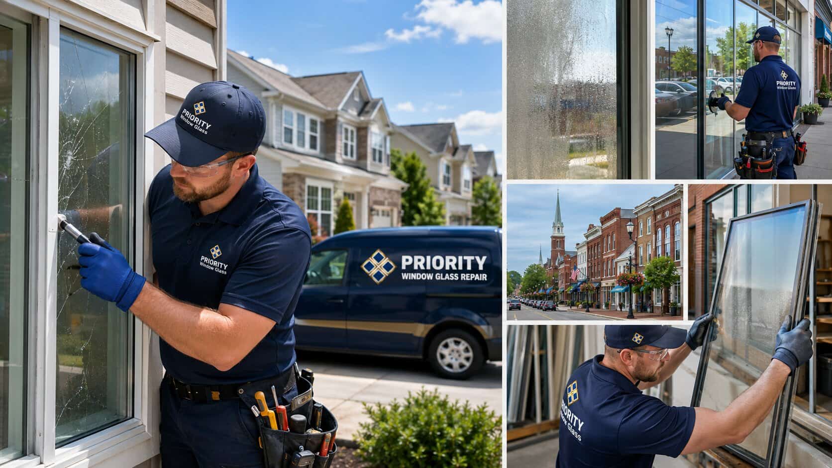 Priority Window Glass Repair technician repairing residential and commercial glass across Loudoun County, including Aldie, Ashburn, and Leesburg.