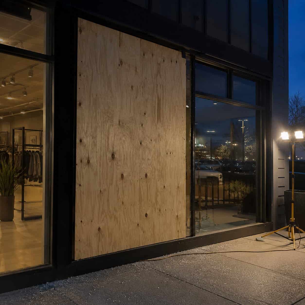 Emergency board-up service for broken commercial glass in Herndon, VA