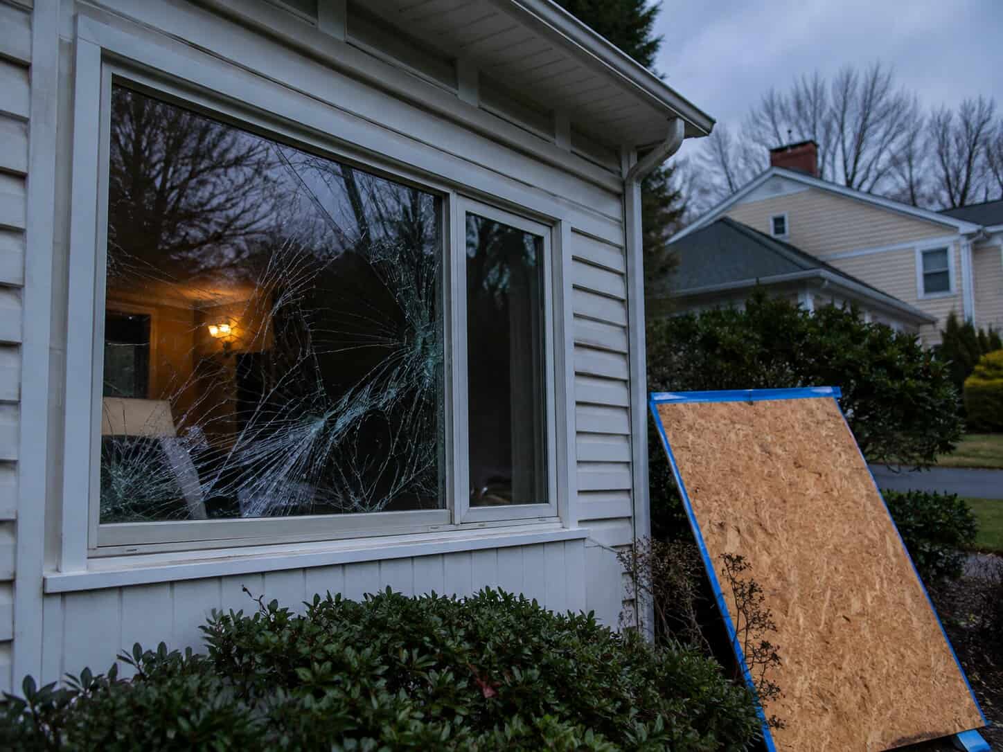 Emergency broken window glass repair for a home in Falls Church, VA
