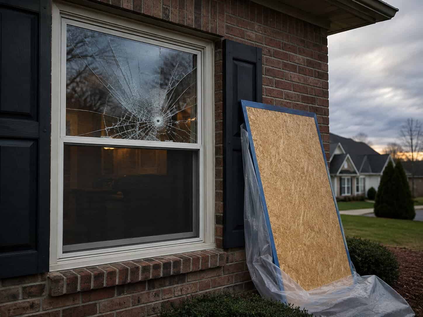 Emergency broken window glass repair for a home in Haymarket, VA