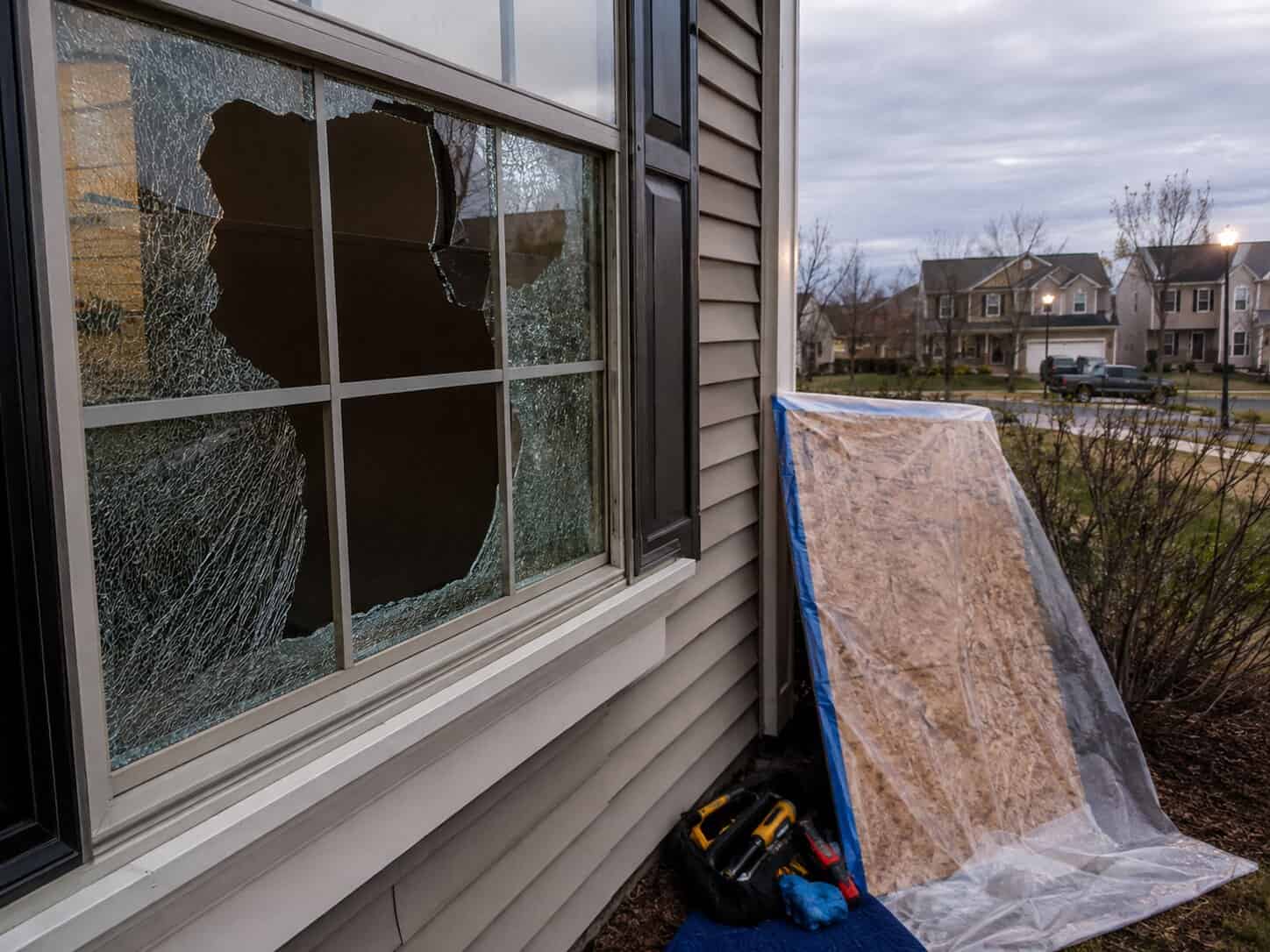Emergency broken window glass repair for a home in Manassas, VA