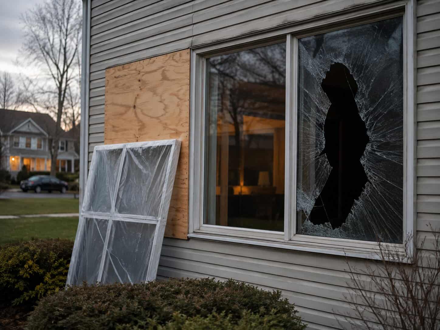 Emergency broken window glass repair for a home in Reston, VA