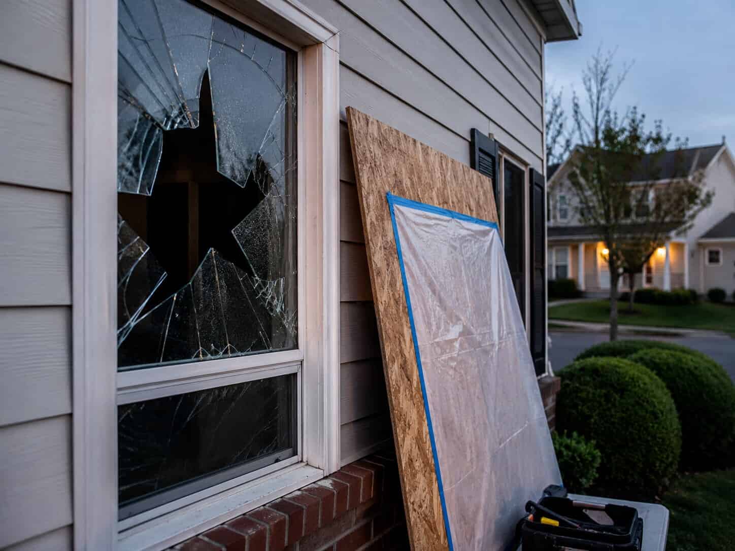 Emergency broken window glass repair for a home in Sterling, VA