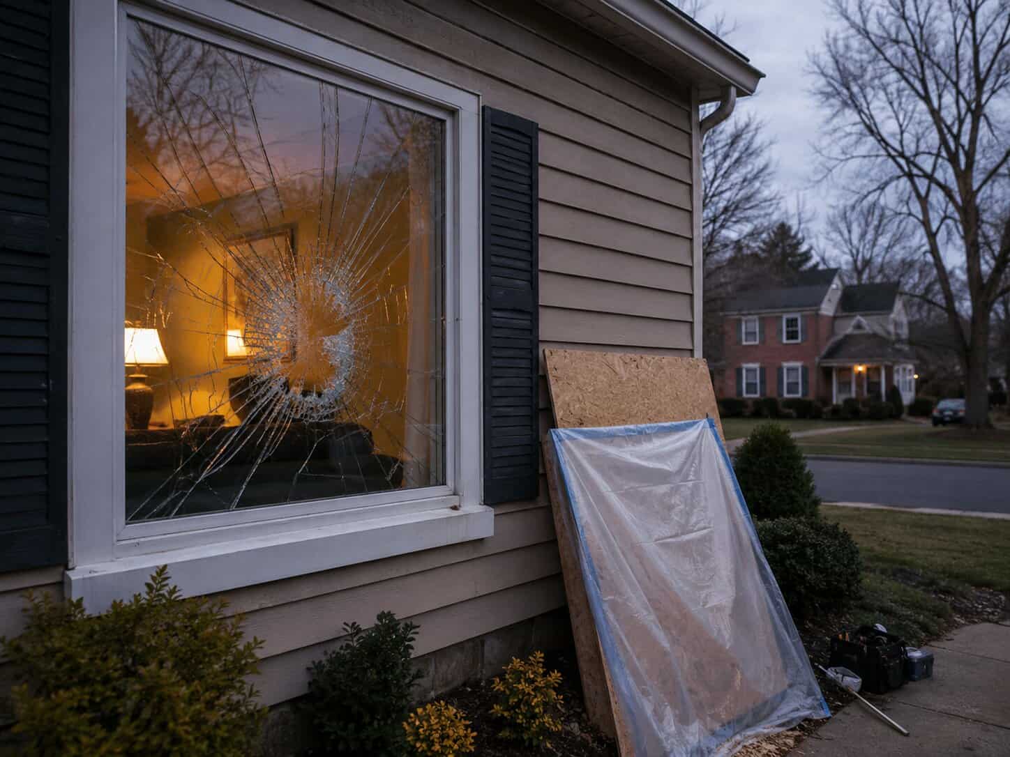 Emergency broken window glass repair for a home in Vienna, VA