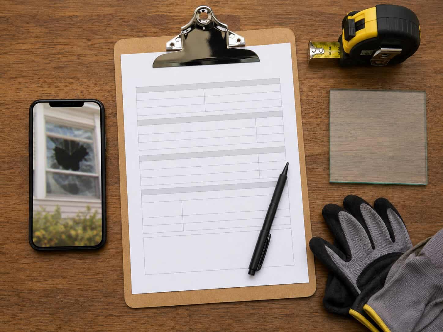 Window glass repair estimate and measurement process in Haymarket, VA