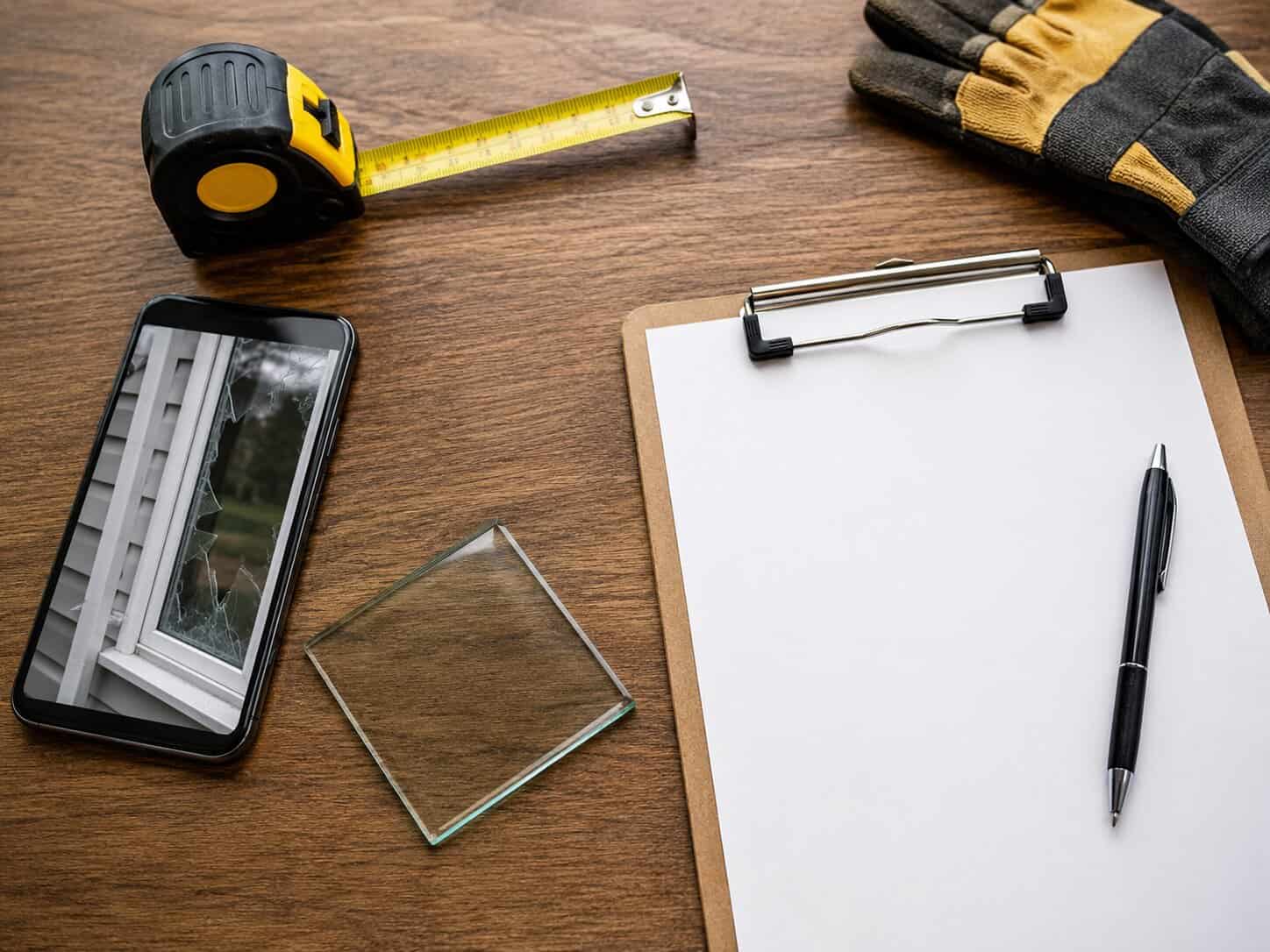 Window glass repair estimate and measurement process in Manassas, VA