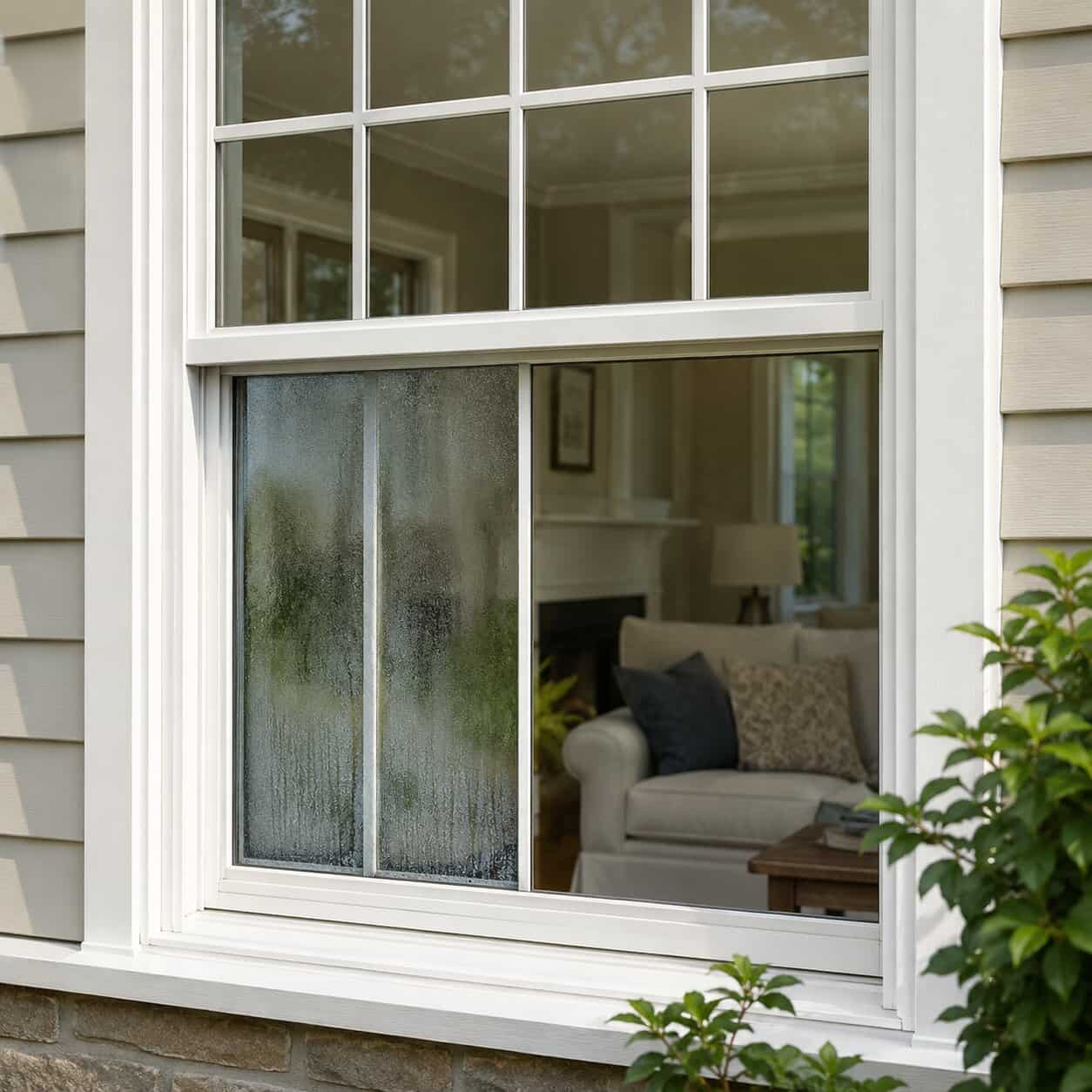 Foggy double-pane residential window glass needing repair in Reston, VA