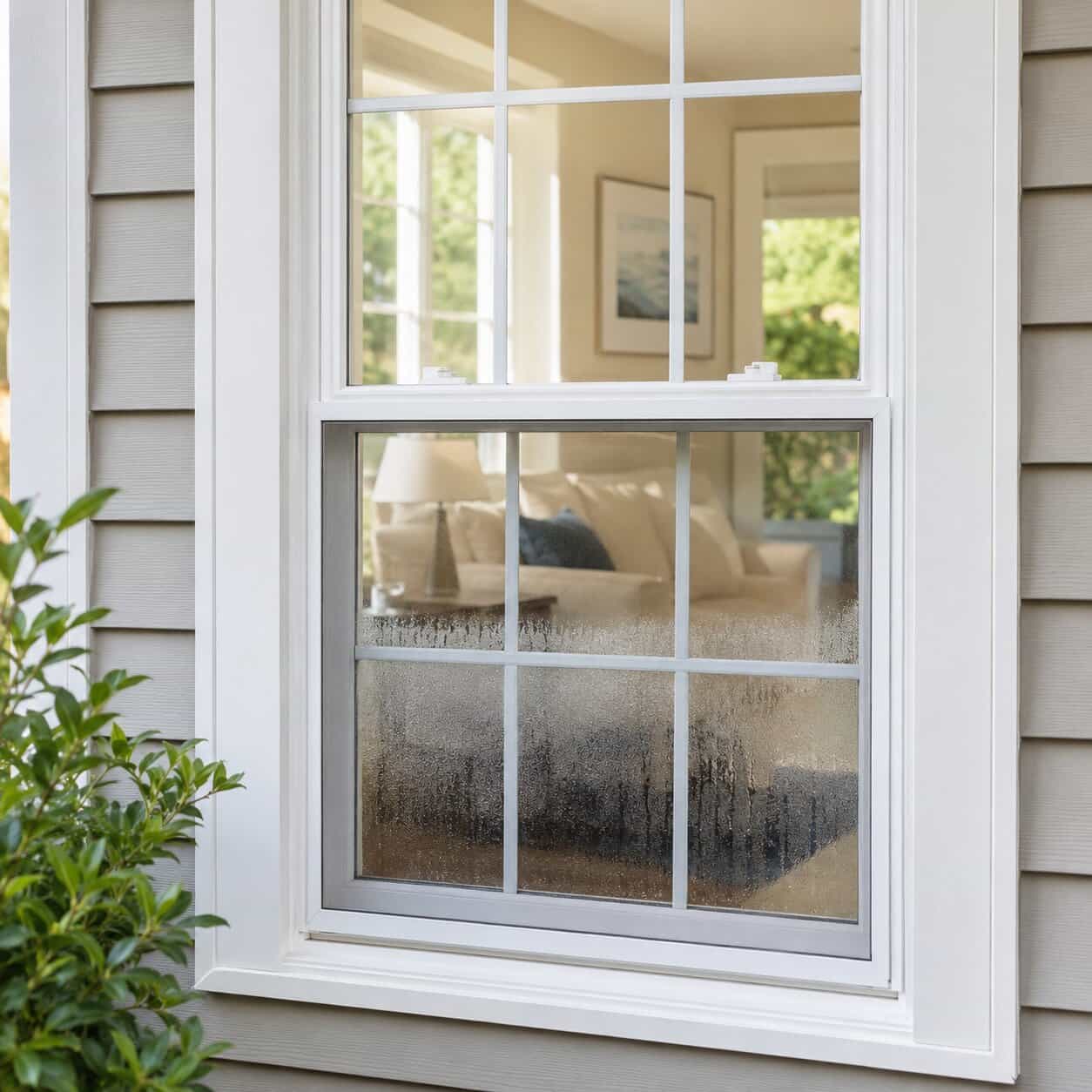 Foggy double-pane residential window glass needing repair in Vienna, VA