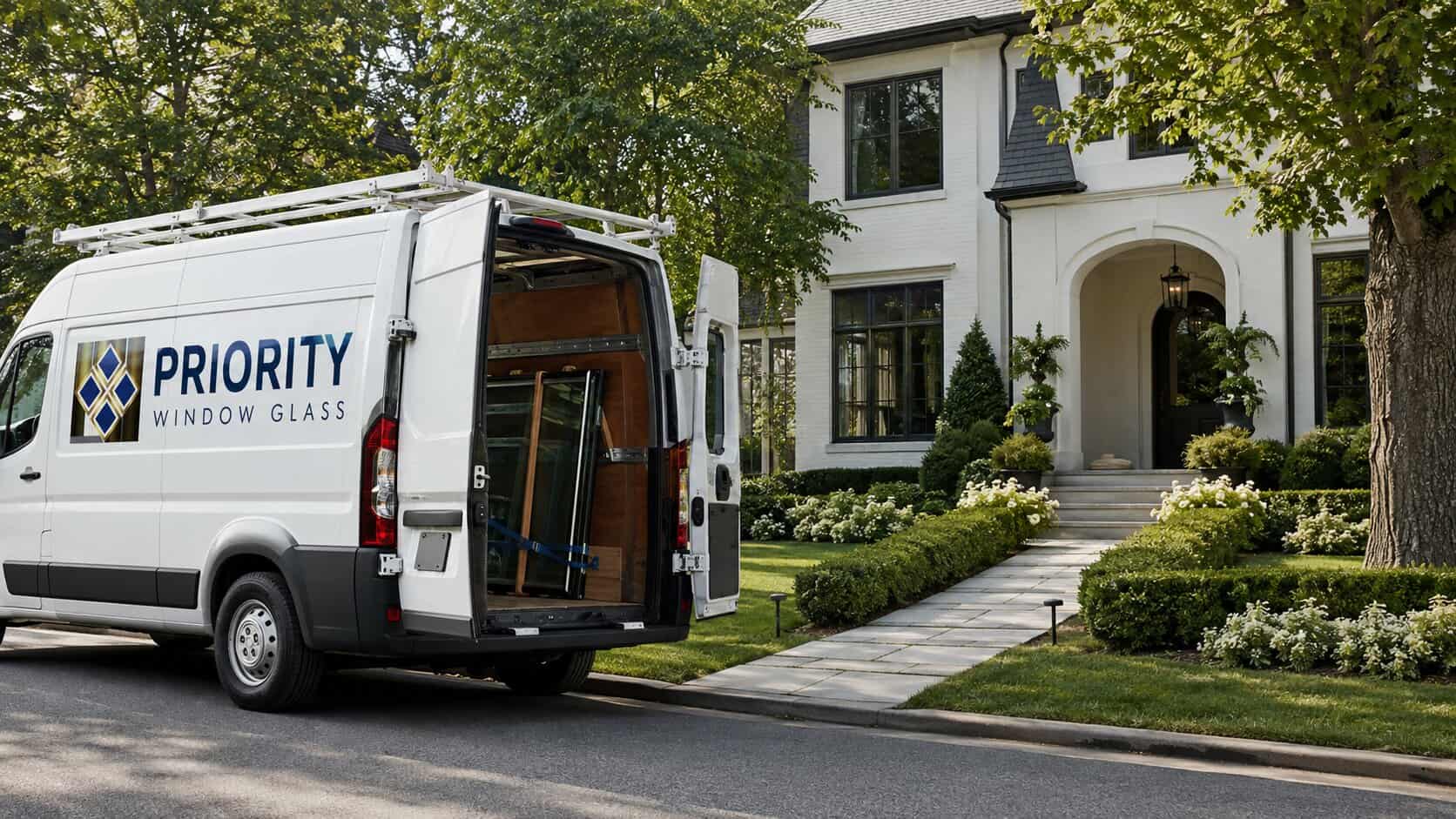 Window Glass service van arriving at a residential property in McLean, Virginia