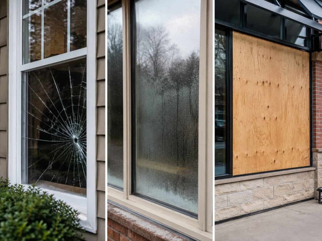 Window glass repair, replacement, and board-up options for Falls Church properties