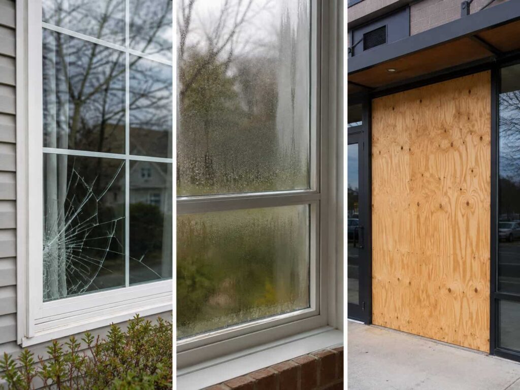 Window glass repair, replacement, and board-up options for Manassas properties