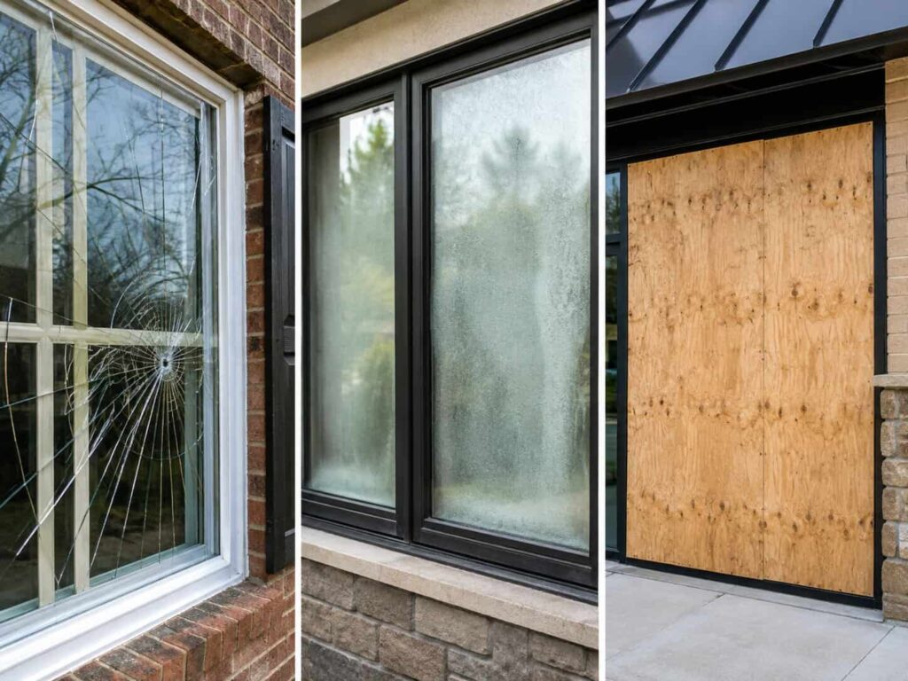 Window glass repair, replacement, and board-up options for McLean properties